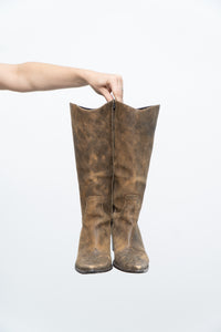 Vintage x Made in Brazil x MATISSE Brown Faded Leather Cowboy Boots (7.5, 8W)