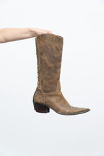Load image into Gallery viewer, Vintage x Made in Brazil x MATISSE Brown Faded Leather Cowboy Boots (7.5, 8W)