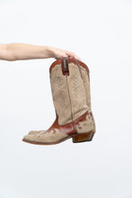 Load image into Gallery viewer, Vintage x ALCOYMAR Brown, Beige Suede Embroidered Cowboy Boot (10M, 11.5W)