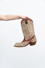 Load image into Gallery viewer, Vintage x ALCOYMAR Brown, Beige Suede Embroidered Cowboy Boot (10M, 11.5W)
