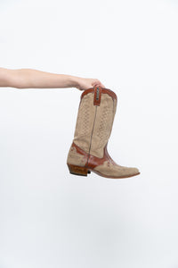 Vintage x ALCOYMAR Brown, Beige Suede Embroidered Cowboy Boot (10M, 11.5W)