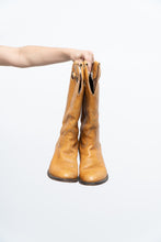 Load image into Gallery viewer, Vintage x BOULET Orange, Yellow + Blue Embroidered Cowboy Boots (9W)