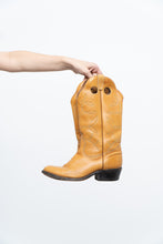 Load image into Gallery viewer, Vintage x BOULET Orange, Yellow + Blue Embroidered Cowboy Boots (9W)