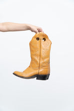 Load image into Gallery viewer, Vintage x BOULET Orange, Yellow + Blue Embroidered Cowboy Boots (9W)