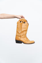 Load image into Gallery viewer, Vintage x BOULET Orange, Yellow + Blue Embroidered Cowboy Boots (9W)