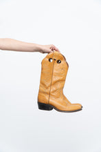 Load image into Gallery viewer, Vintage x BOULET Orange, Yellow + Blue Embroidered Cowboy Boots (9W)