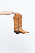 Load image into Gallery viewer, Vintage x Made in USA x IMPERIAL Orange Leather Embroidered Cowboy Boots (7, 7.5W)