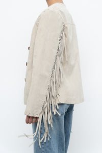 Vintage x Beige Suede Buttoned Fringe Jacket (XS-M)
