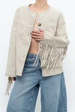 Load image into Gallery viewer, Vintage x Beige Suede Buttoned Fringe Jacket (XS-M)