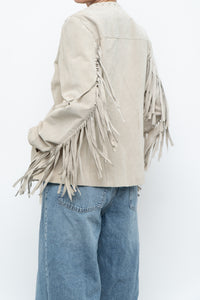 Vintage x Beige Suede Buttoned Fringe Jacket (XS-M)
