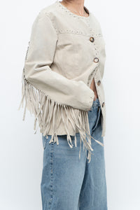 Vintage x Beige Suede Buttoned Fringe Jacket (XS-M)