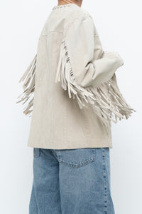 Vintage x Beige Suede Buttoned Fringe Jacket (XS-M)