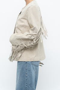 Vintage x Beige Suede Buttoned Fringe Jacket (XS-M)