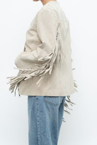 Vintage x Beige Suede Buttoned Fringe Jacket (XS-M)
