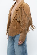 Load image into Gallery viewer, Vintage x Tan Suede Concho Fringe Jacket (M, L)