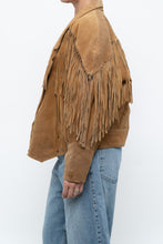 Load image into Gallery viewer, Vintage x Tan Suede Concho Fringe Jacket (M, L)