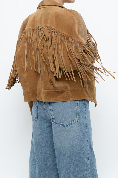 Vintage x Tan Suede Concho Fringe Jacket (M, L)