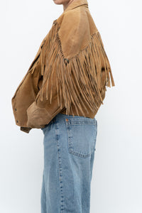 Vintage x Tan Suede Concho Fringe Jacket (M, L)