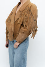 Load image into Gallery viewer, Vintage x Tan Suede Concho Fringe Jacket (M, L)