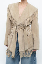 Load image into Gallery viewer, Vintage x Beige Suede Long Belted Fringe Jacket (S-L)