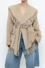 Load image into Gallery viewer, Vintage x Beige Suede Long Belted Fringe Jacket (S-L)