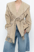 Load image into Gallery viewer, Vintage x Beige Suede Long Belted Fringe Jacket (S-L)