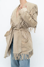 Load image into Gallery viewer, Vintage x Beige Suede Long Belted Fringe Jacket (S-L)