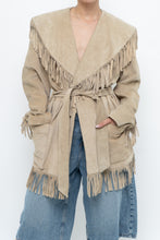 Load image into Gallery viewer, Vintage x Beige Suede Long Belted Fringe Jacket (S-L)