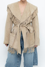 Load image into Gallery viewer, Vintage x Beige Suede Long Belted Fringe Jacket (S-L)