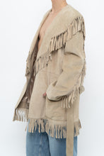 Load image into Gallery viewer, Vintage x Beige Suede Long Belted Fringe Jacket (S-L)