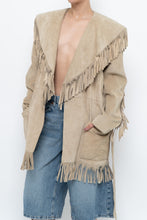 Load image into Gallery viewer, Vintage x Beige Suede Long Belted Fringe Jacket (S-L)