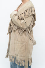 Load image into Gallery viewer, Vintage x Beige Suede Long Belted Fringe Jacket (S-L)