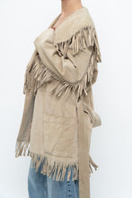 Load image into Gallery viewer, Vintage x Beige Suede Long Belted Fringe Jacket (S-L)
