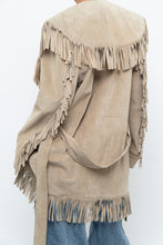 Load image into Gallery viewer, Vintage x Beige Suede Long Belted Fringe Jacket (S-L)
