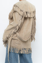 Load image into Gallery viewer, Vintage x Beige Suede Long Belted Fringe Jacket (S-L)