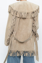 Load image into Gallery viewer, Vintage x Beige Suede Long Belted Fringe Jacket (S-L)