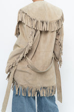 Load image into Gallery viewer, Vintage x Beige Suede Long Belted Fringe Jacket (S-L)