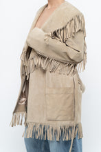Load image into Gallery viewer, Vintage x Beige Suede Long Belted Fringe Jacket (S-L)