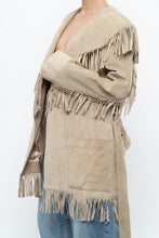 Load image into Gallery viewer, Vintage x Beige Suede Long Belted Fringe Jacket (S-L)