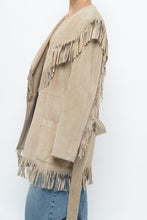Load image into Gallery viewer, Vintage x Beige Suede Long Belted Fringe Jacket (S-L)