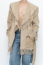 Load image into Gallery viewer, Vintage x Beige Suede Long Belted Fringe Jacket (S-L)