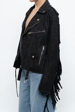 Load image into Gallery viewer, Vintage x Black Suede Fringe Leather Jacket (S-L)
