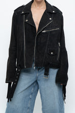 Load image into Gallery viewer, Vintage x Black Suede Fringe Leather Jacket (S-L)