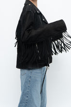 Load image into Gallery viewer, Vintage x Black Suede Fringe Leather Jacket (S-L)