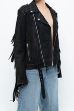 Load image into Gallery viewer, Vintage x Black Suede Fringe Leather Jacket (S-L)
