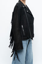 Load image into Gallery viewer, Vintage x Black Suede Fringe Leather Jacket (S-L)