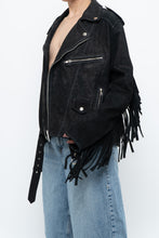 Load image into Gallery viewer, Vintage x Black Suede Fringe Leather Jacket (S-L)