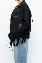 Load image into Gallery viewer, Vintage x Black Suede Fringe Leather Jacket (S-L)