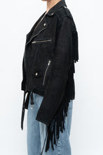 Load image into Gallery viewer, Vintage x Black Suede Fringe Leather Jacket (S-L)
