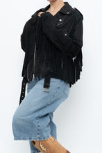 Load image into Gallery viewer, Vintage x Black Suede Fringe Leather Jacket (S-L)